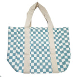 Anju Jewelry - Handcrafted Canvas Bag with Block-Printed Ocean Checks