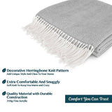 Herringbone Knit Fringe Throw Blanket