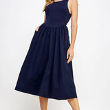 Strut & Bolt - Knit Contrast Poplin Long Dress