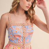 &MERCI - EXCLUSIVE FLORAL BUTTON DOWN TAPE TRIM MIDI DRESS MDR4735