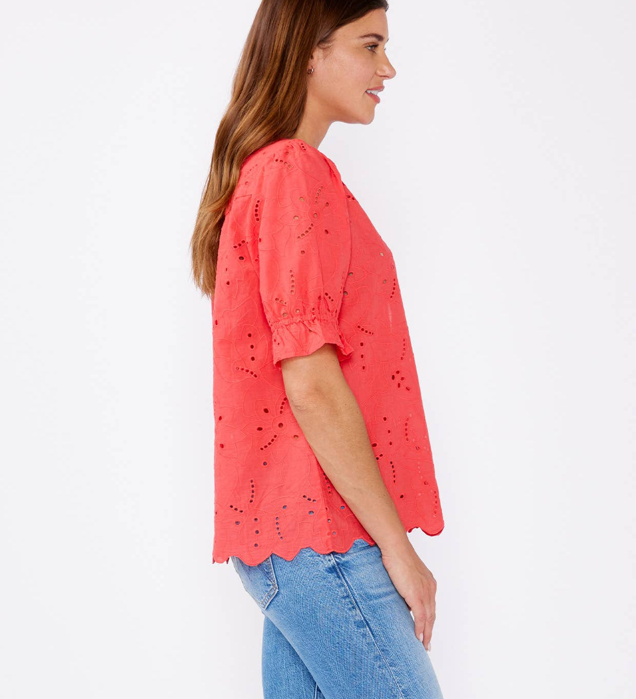 Lovestitch - Embroidered Eyelet Cotton Summer Top