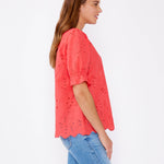 Lovestitch - Embroidered Eyelet Cotton Summer Top