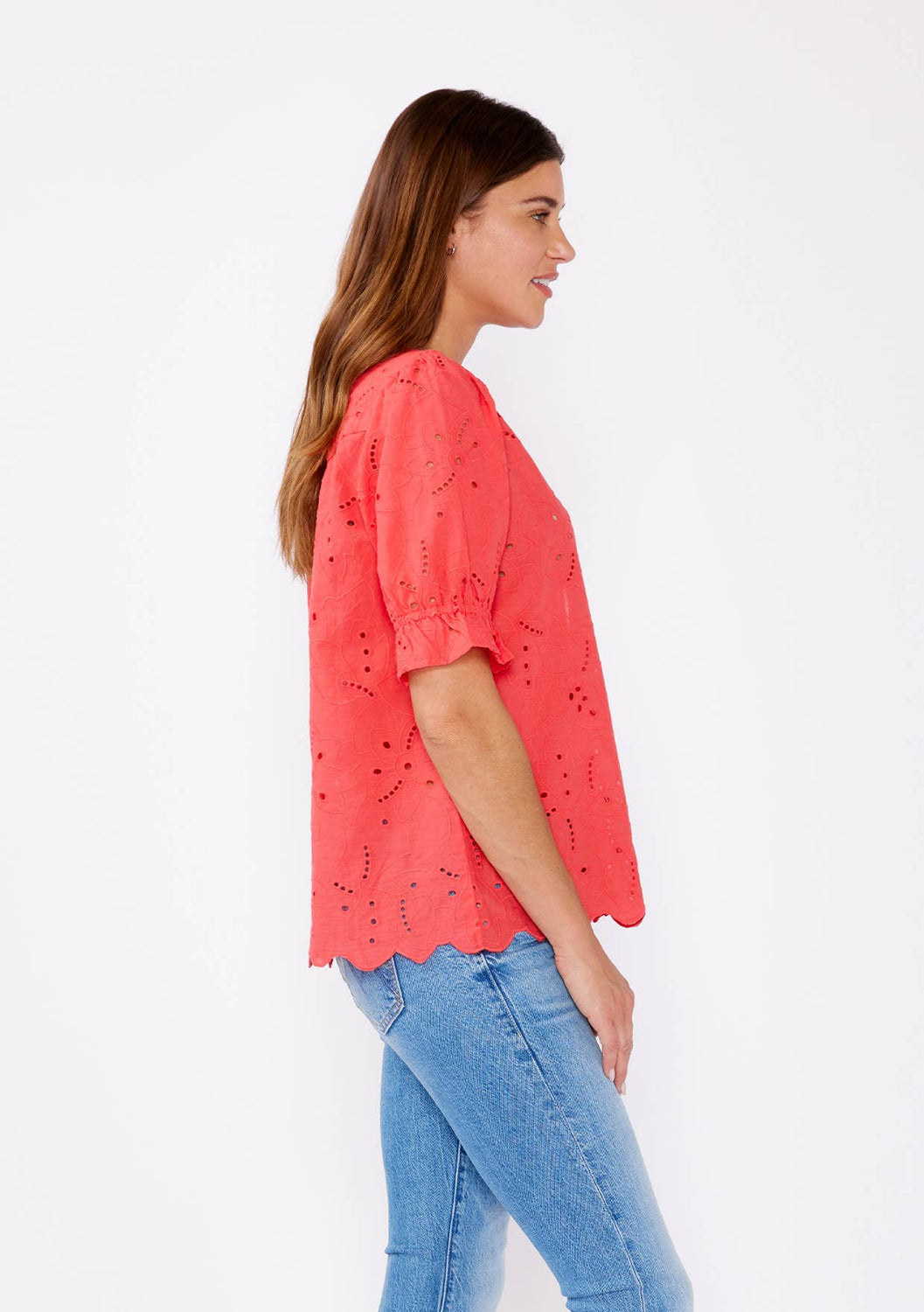 Lovestitch - Embroidered Eyelet Cotton Summer Top