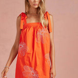 Strut & Bolt - Embroidered Tie Shoulder Sleeveless Mini Dress