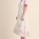 &MERCI - FLORAL EMBROIDERY TIERED MIDI DRESS MDR4566
