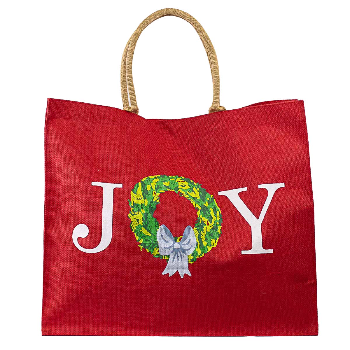 The Royal Standard - Joy Wreath Carryall Tote   Red/Green/White   22x19x8