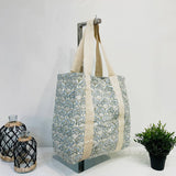 Anju Jewelry - Handcrafted Canvas Bag with Block-Printed Floral Peacock