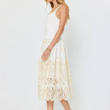 Current Air - Eyelet Skirt Sleeveless Sweater Combo Midi Dress