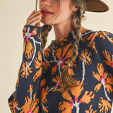 &MERCI - FLORAL MOCK NECK SWEATER MSW11101