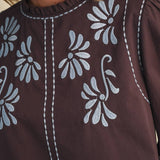 &MERCI - EMBROIDERED RUFFLED MOCK NECK TOP MTP5289