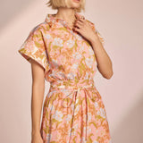 Strut & Bolt - Floral Print Block Shirt Midi Dress