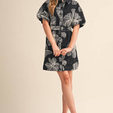 &MERCI - FLORAL EMBROIDERY BELTED MINI DRESS MDR4555
