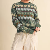 &MERCI - GEOMETRIC HEART DESIGN SWEATER PULLOVER MSW11478