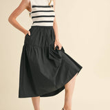 &MERCI - MIXED MEDIA STRIPED MIDI DRESS MDR3846