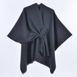 Rosa Clothing - Asymmetric Plian Thermal Shawl Ruana