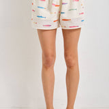 Baevely by Wellmade USA - FISH PRINT DRAWSTRING SHORTS