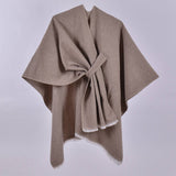 Rosa Clothing - Asymmetric plain classic Thermal Ruana Shawl