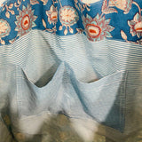 Anju Jewelry - Handcrafted Canvas Bag with Block-Printed  Denim Floral