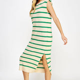 Strut & Bolt - Shoulder Pad Sleeveless Textured Striped Knit Dress