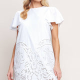 FLYING TOMATO - A solid woven eyelet dress - ID23507