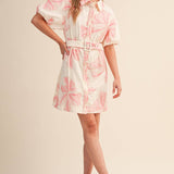 &MERCI - FLORAL EMBROIDERY BELTED MINI DRESS MDR4555