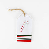 Adams & Co. - 70835 - 2.75x5 wood tag (CANDY CANE)  Christmas Clearance