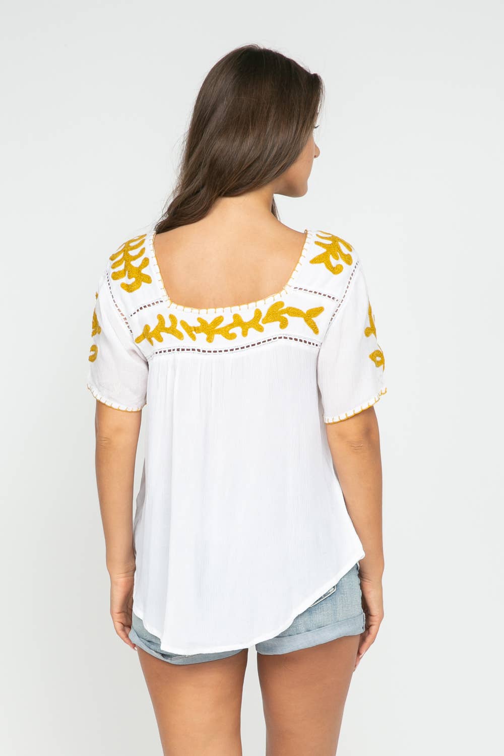 Sandy Embroidered Top White-Gold