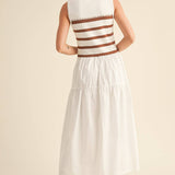 &MERCI - MIXED MEDIA STRIPED MIDI DRESS MDR3846