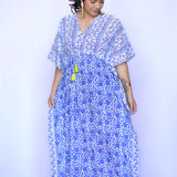 Dolma - Nayla Block Printed Kaftan Blue