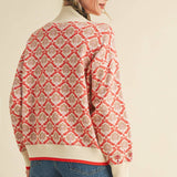 &MERCI - FLORAL MOCK NECK HALF ZIP PULLOVER MSW10829