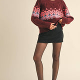 &MERCI - CABLE KNIT FAIR ISLE SWEATER MSW10679