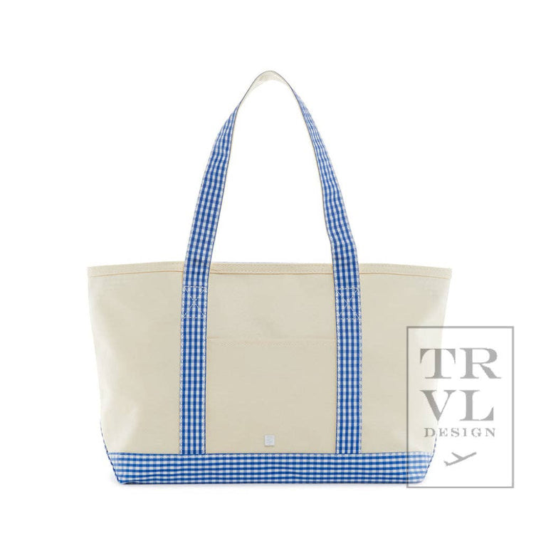 TRVL Design - Medium Tote - Coated Canvas Gingham Royal Trim