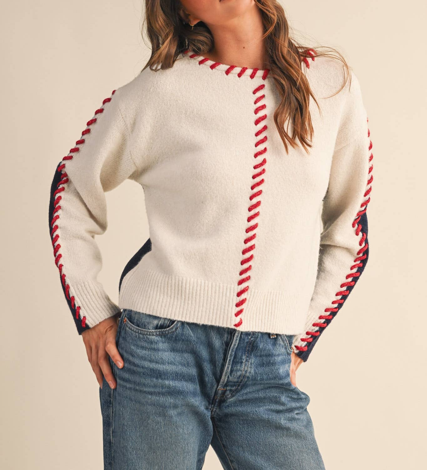 &MERCI - WHIP STITCH TWO-TONE SWEATER MSW11155