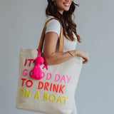 Panache Apparel Co. - Cream Drink On A Boat Tote