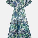 Piti Cuiti - OCEAN PEARL LONG DRESS WITH SHORT SLEEVES