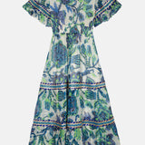 Piti Cuiti - OCEAN PEARL LONG DRESS WITH SHORT SLEEVES