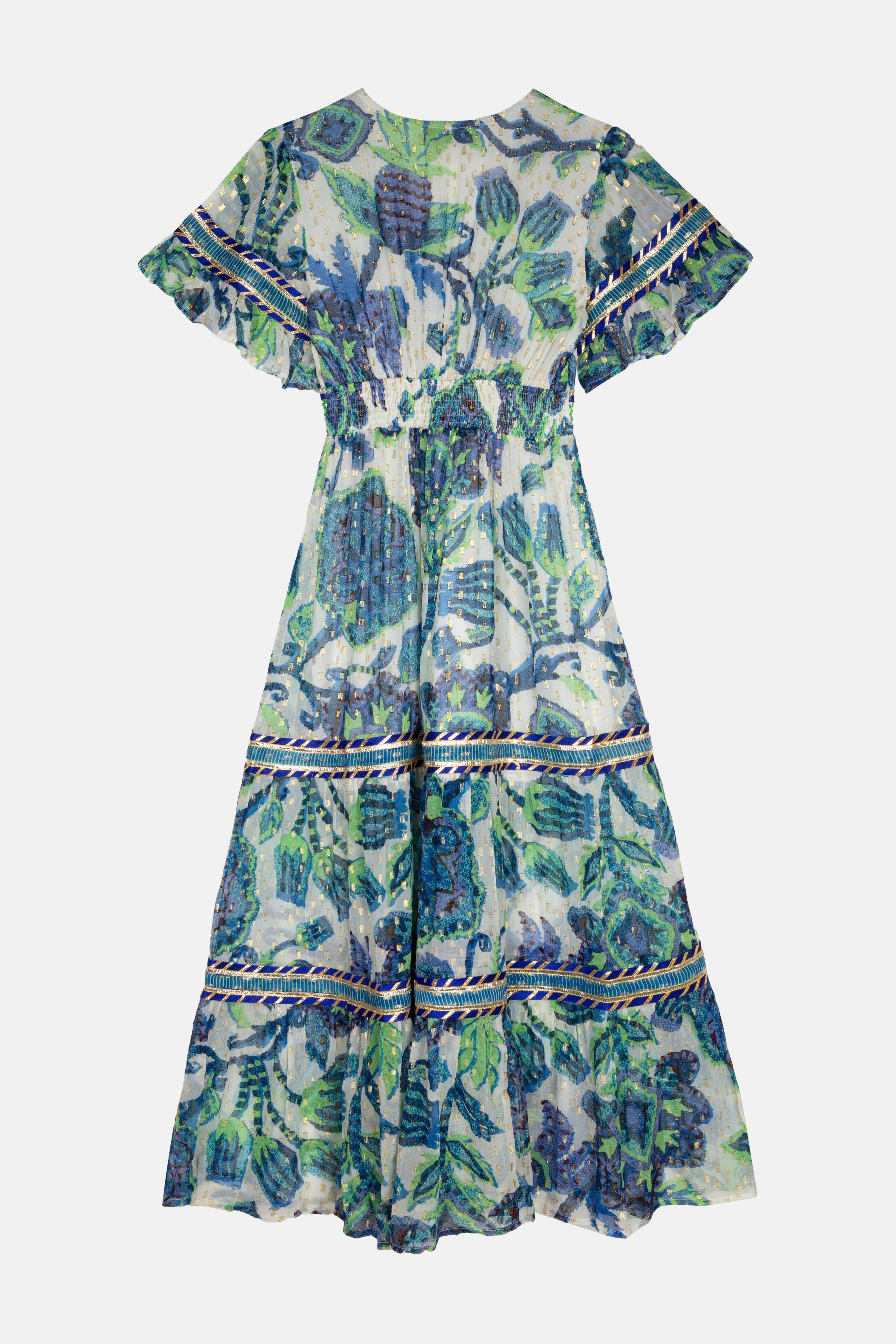 Piti Cuiti - OCEAN PEARL LONG DRESS WITH SHORT SLEEVES