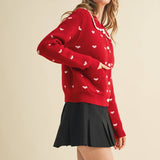 &MERCI - DOLL COLLAR HEART KNIT SWEATER CARDIGAN MSW11160
