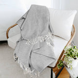 Herringbone Knit Fringe Throw Blanket
