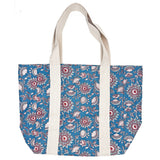 Anju Jewelry - Handcrafted Canvas Bag with Block-Printed  Denim Floral