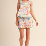 &MERCI - EXCLUSIVE FLORAL PRT TIE SHOULDER TOP SHORTS SET MPST4660