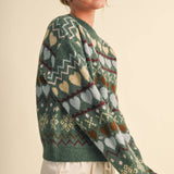 &MERCI - GEOMETRIC HEART DESIGN SWEATER PULLOVER MSW11478