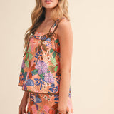 &MERCI - EXCLUSIVE FLORAL PRT TIE SHOULDER TOP SHORTS SET MPST4660
