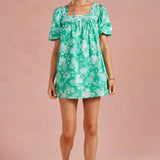 Strut & Bolt - Botanical Garden Ric-Rac Puff Sleeve Mini Dress