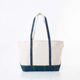 Large Plaid trim Canvas Tote