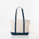 Medium plaid trim canvas tote