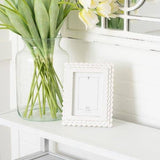 Adams & Co. - 11843 - 8x10x1 wood photo frame (SCALLOP) wh (5x7) pic