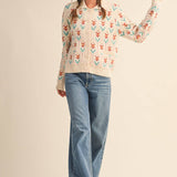 &MERCI - FLORAL KNIT COLLARED SWEATER CARDIGAN MSW11113