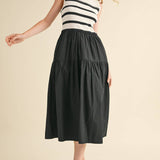 &MERCI - MIXED MEDIA STRIPED MIDI DRESS MDR3846
