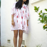 Dolma - Raya Block Printed Mini Dress Red Olive